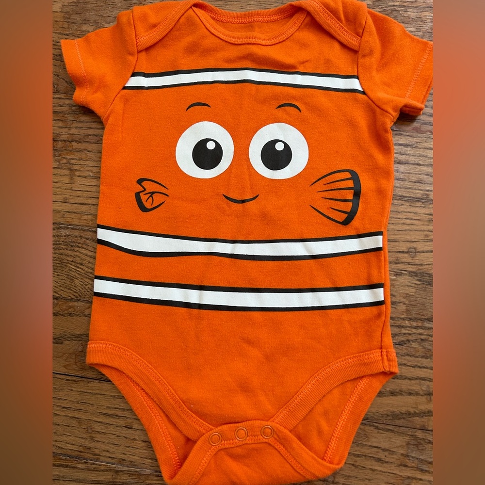 Disney Orange Nemo Character One-Piece Bodysuit